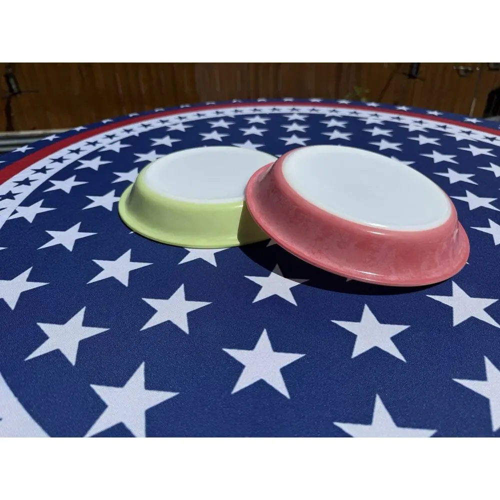 Two Pyrex Vintage Pie Plates Faded Lime Green And Hot Pink, Made In USA, GUC